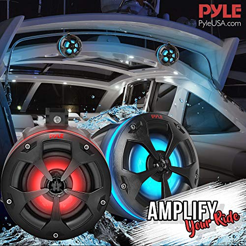 Pyle 2-Way Dual Waterproof Off-Road Speakers - 4" 800W Marine Grade Wakeboard Tower Speakers System W/Rgb Lights & Remote, Full Range Outdoor Audio Stereo Speaker For Atv/Utv, Jeep, Boat Plutv44Btr #TOP5