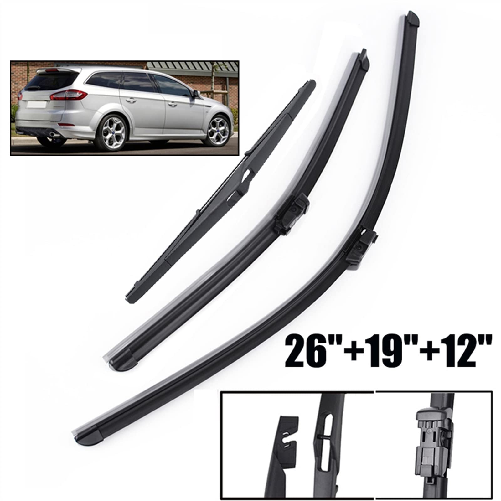 WITTSY Parti Tergicristalli Parabrezza Parabrezza Spazzole Tergicristallo Anteriore Posteriore Tergicristallo Spazzola Set per Ford per Mondeo Mk4 2007 2008 2009 2010 2011 2012 2013 2014
