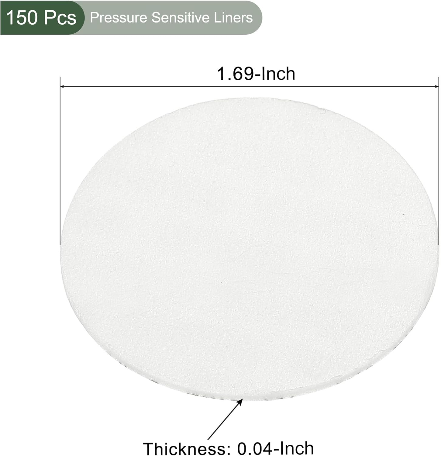 YOKIVE 150Pcs Foam Lid Liners, Polystyrene Tamper Pressure Sensitive Liners, Great for Bottle Cap Sealing (White, 43mm)