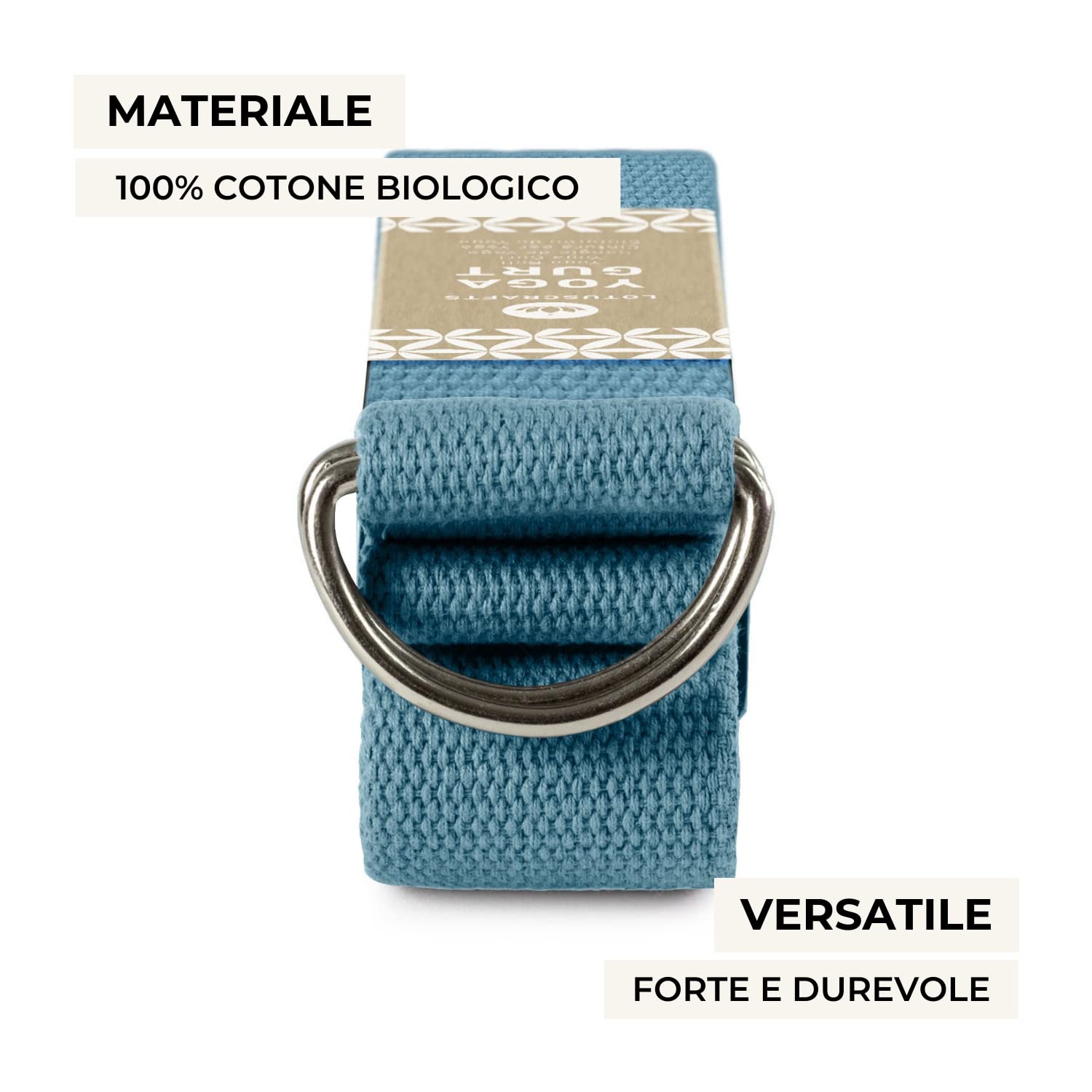 Cintura Yoga Lotuscrafts | Cotone Biologico 250 Cm | Con Fibbia Metallo | Per Stretching E Postura - Foto 6