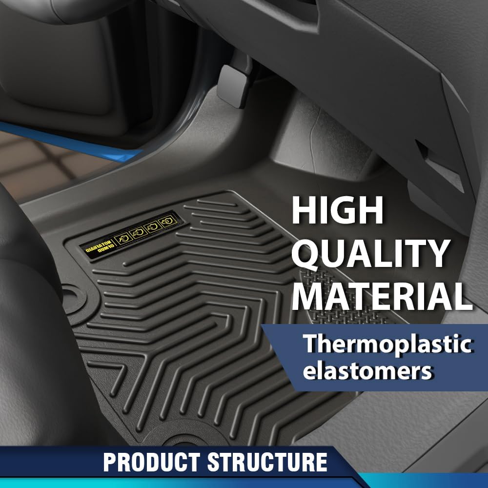 PIT66 Floor Mats Cargo Liners Compatible with Honda Accord Sedan 2018 2019 2020 2021 2022 (Heavy Duty) TPE 3-Piece Premium,All Weather Black