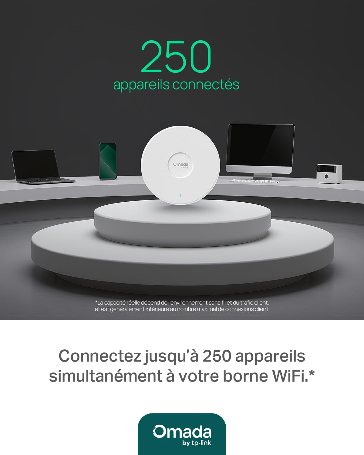 TP-Link Omada Point d'Accès WiFi 7 Plafonnier BE5000 Mbps, EAP720 | Port 2.5 Gigabit PoE+, Gestion simplifiée via l'application Omada, Omada Mesh, idéal pour bureaux, hôtels/commerces
