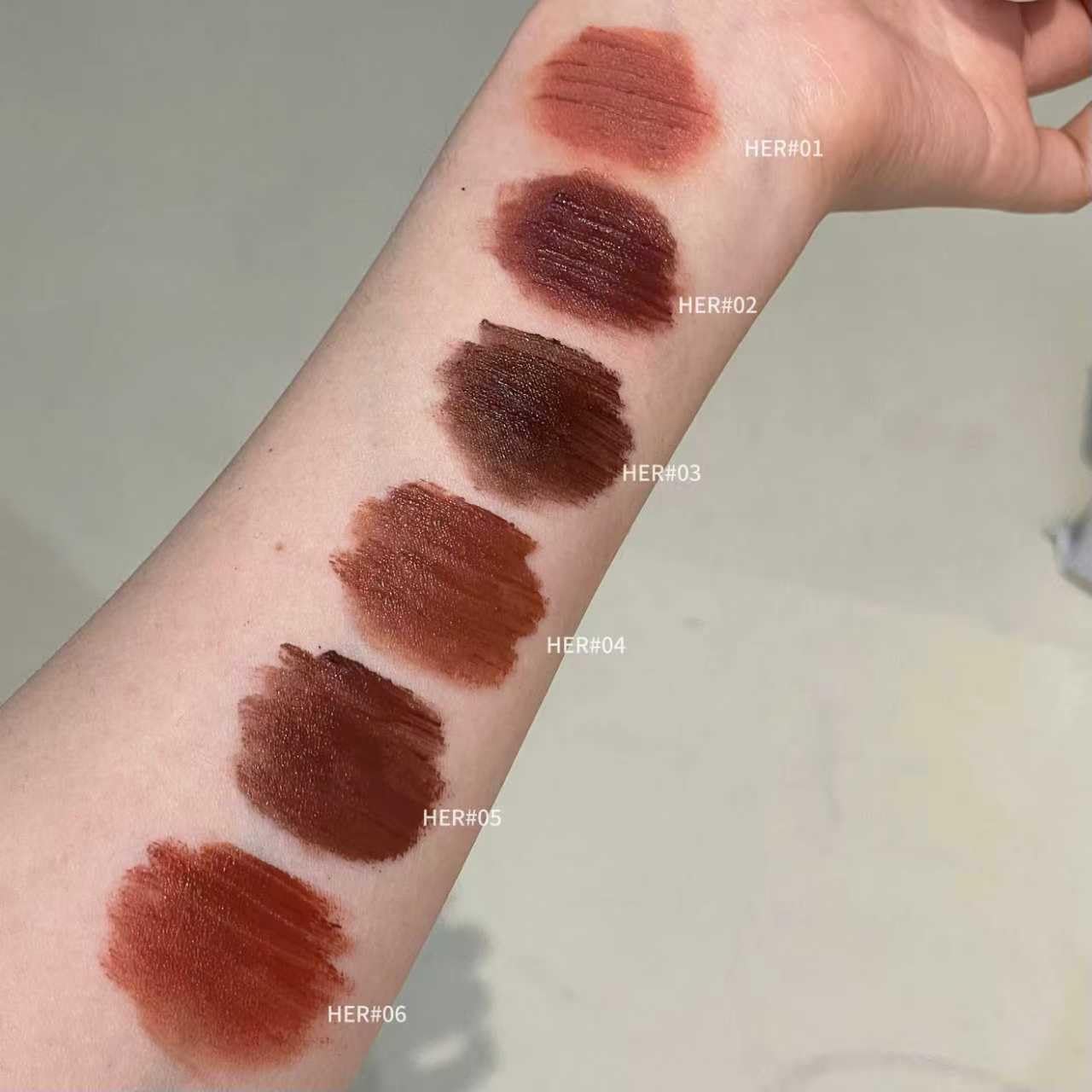 Lip & Cheek Cream Set, 6-Piece Velvet Matte Collection in Brown Shades, Waterproof Long-Lasting Makeup Stain for Professional Stage Performance, Kiss-Proof Formula