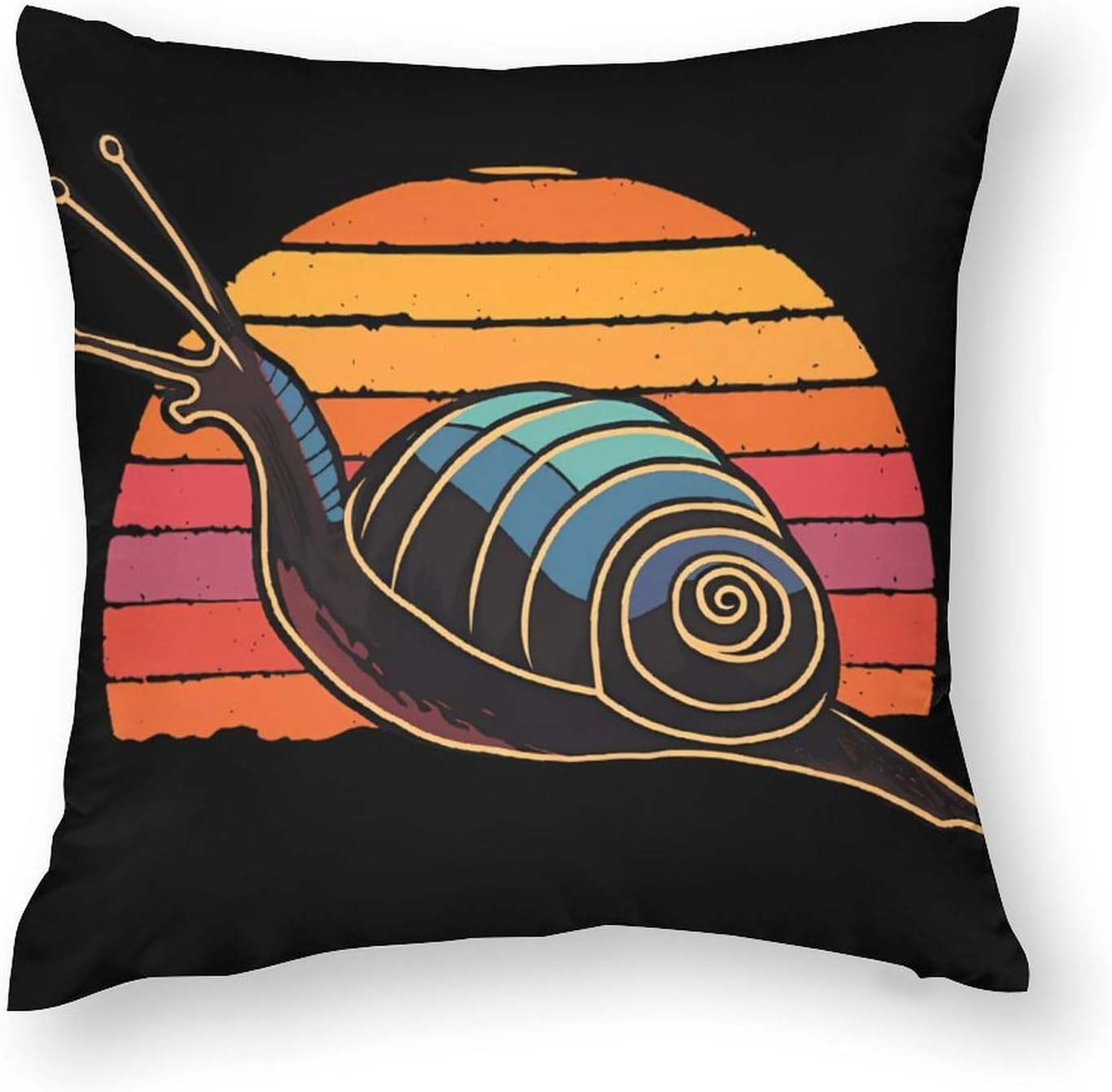 Vintage Snail Sunset Printed Throw Pillow Case 4 Pcs Soft Pillowcases Pillows Covers Sofa Bed Decor 12/14/16/17/18/20/22/24/32 Inches