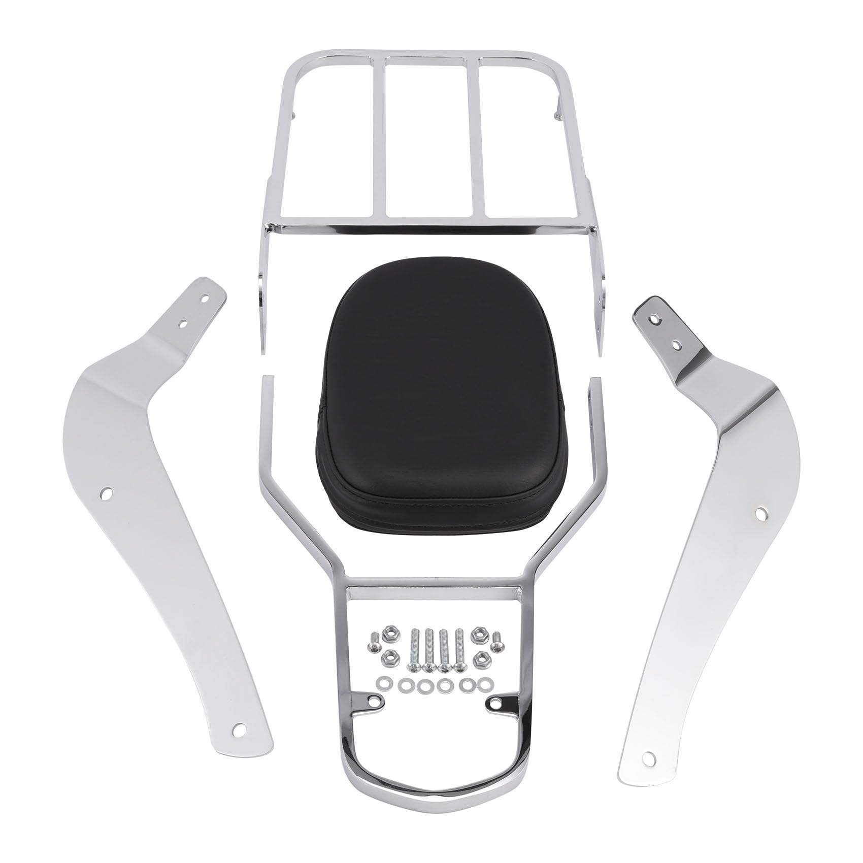 Motorcycle Sissy Bar Backrest With Luggage Rack - Chrome Plated, Fits Suzuki Boulevard C50 & Intruder VL800 2001-2011