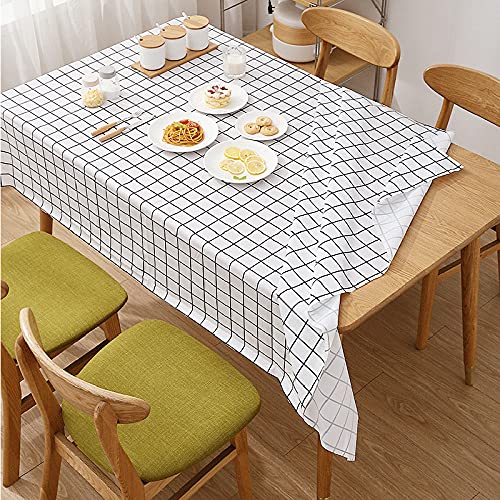 Nappe blanche à carreaux bleus jetable pour protéger table rectangle - 5