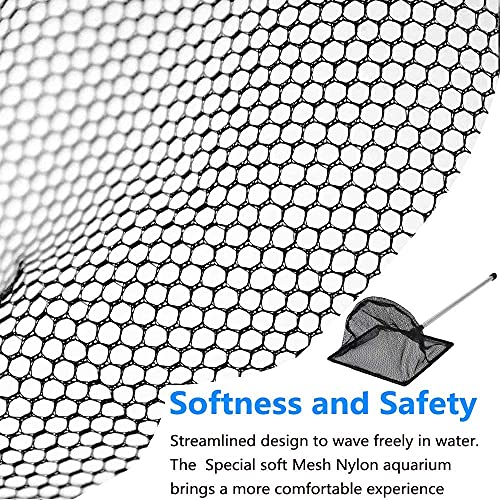 Image of Fish Net for Fish Tank, Fine Mesh Aquarium Net with 9-24 Inch Stainless Steel Long Handle, Extendable Fishing Tank Net for Fish Shrimp Tank, Pond, Creek (4 inch) (Pack of 2)