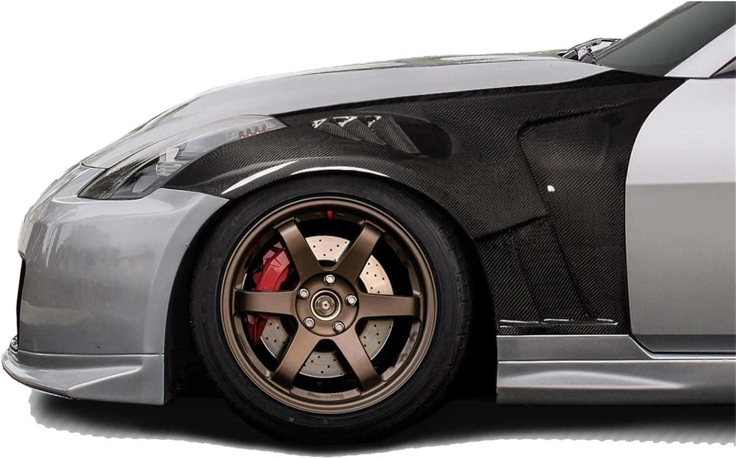 350z Carbon Fiber Fibre Front Compatible for 350z Z33 2003-2008 Side Fenders Vented