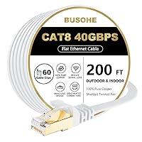 Vista 14 de BUSOHE Cable Ethernet Cat 8 de 35 pies, cable plano Cat8 de alta velocidad de 40 Gbps, 2000 MHz, cable de conexión de área local con conector RJ45