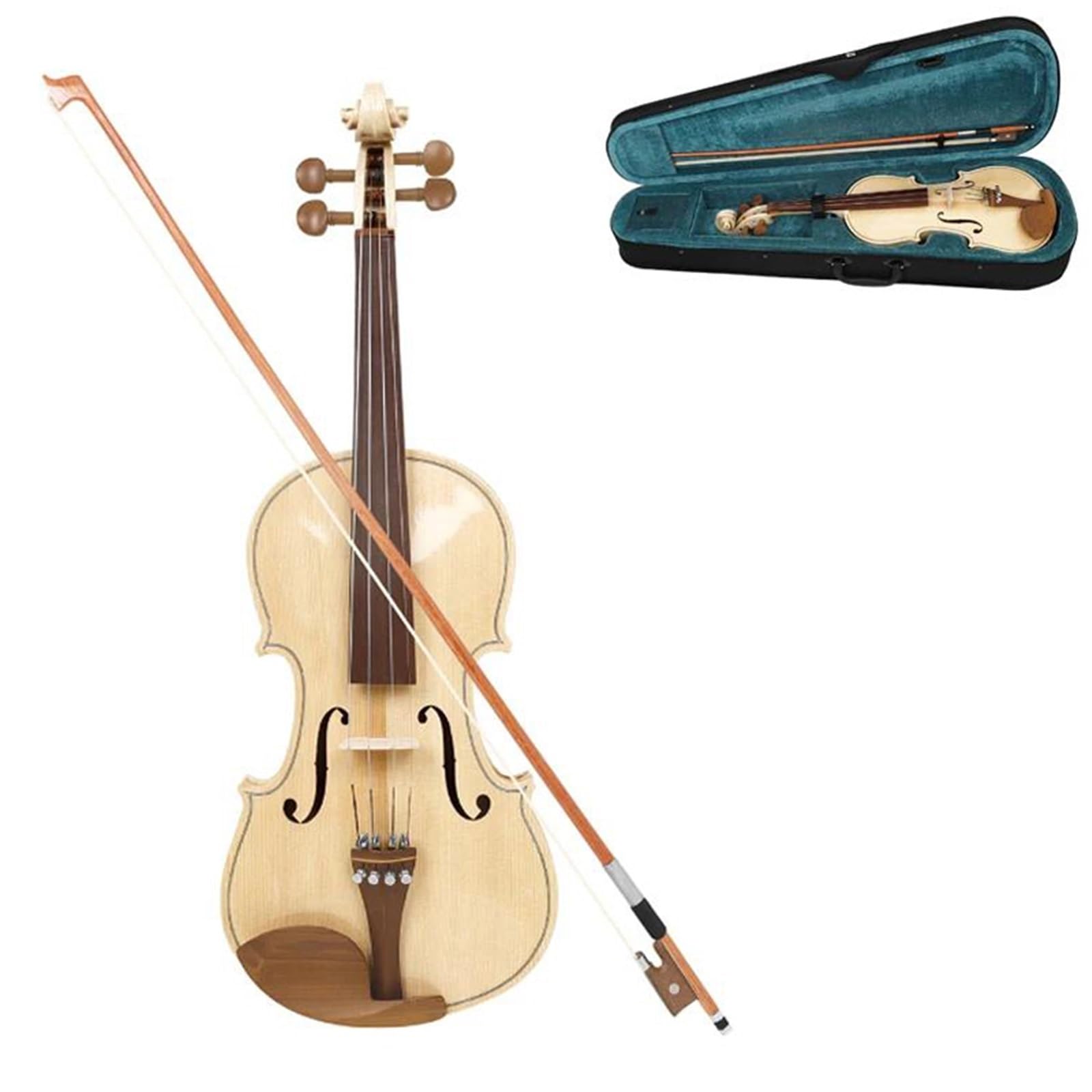 Violino 4/4 A Grandezza Naturale In Legno Di Abete Rosso/violino Acustico In Legno Massello Per Principiante Con Custodia E Arco Per (Wood)