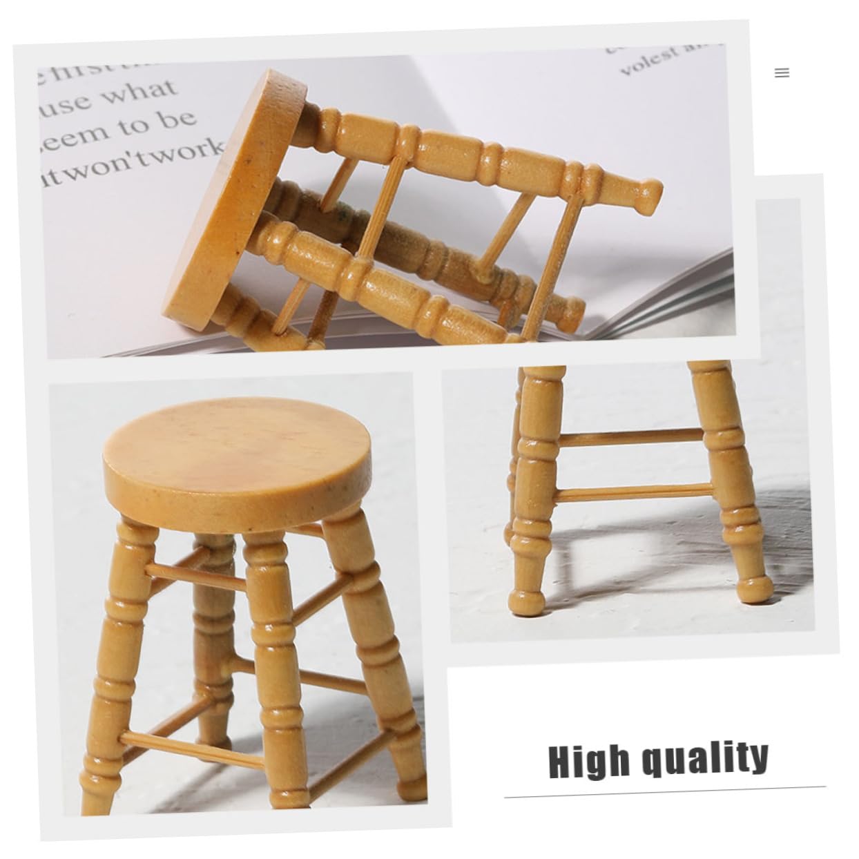 Abaodam Mini Tabourets Maison Poupée 1:12 - Lot 2 Chaises Miniature Bois Pour Décoration Féerique