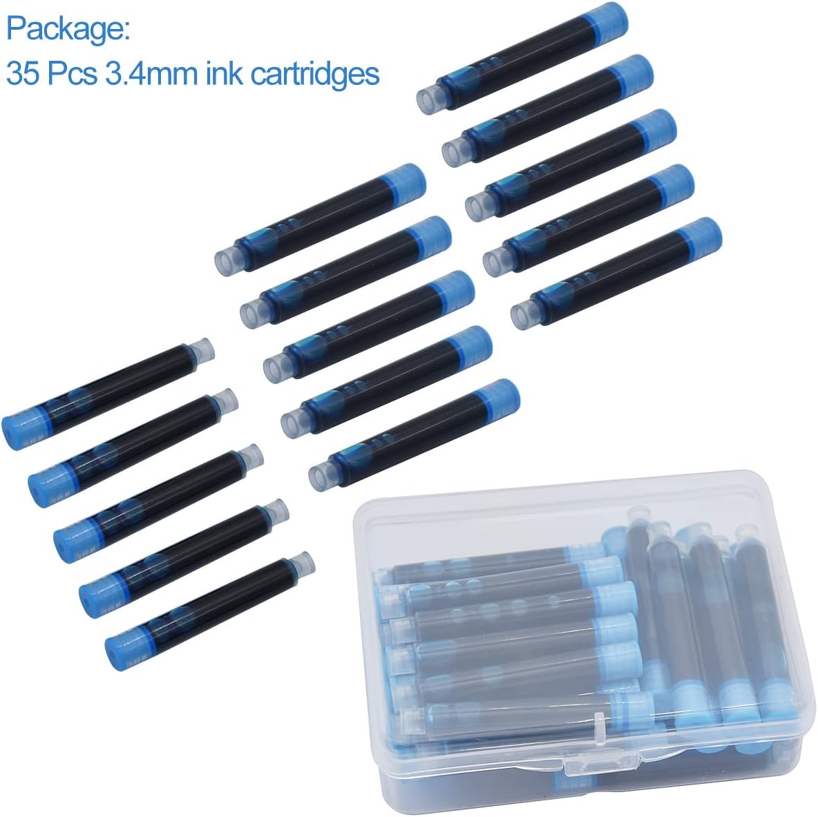 SIPLIV 35 PCS Ink Cartridges, 3.4 mm Bore Diameter Fountain Pen Calligraphy Pen Refill Ink Cartridges - Light Blue - Image 4