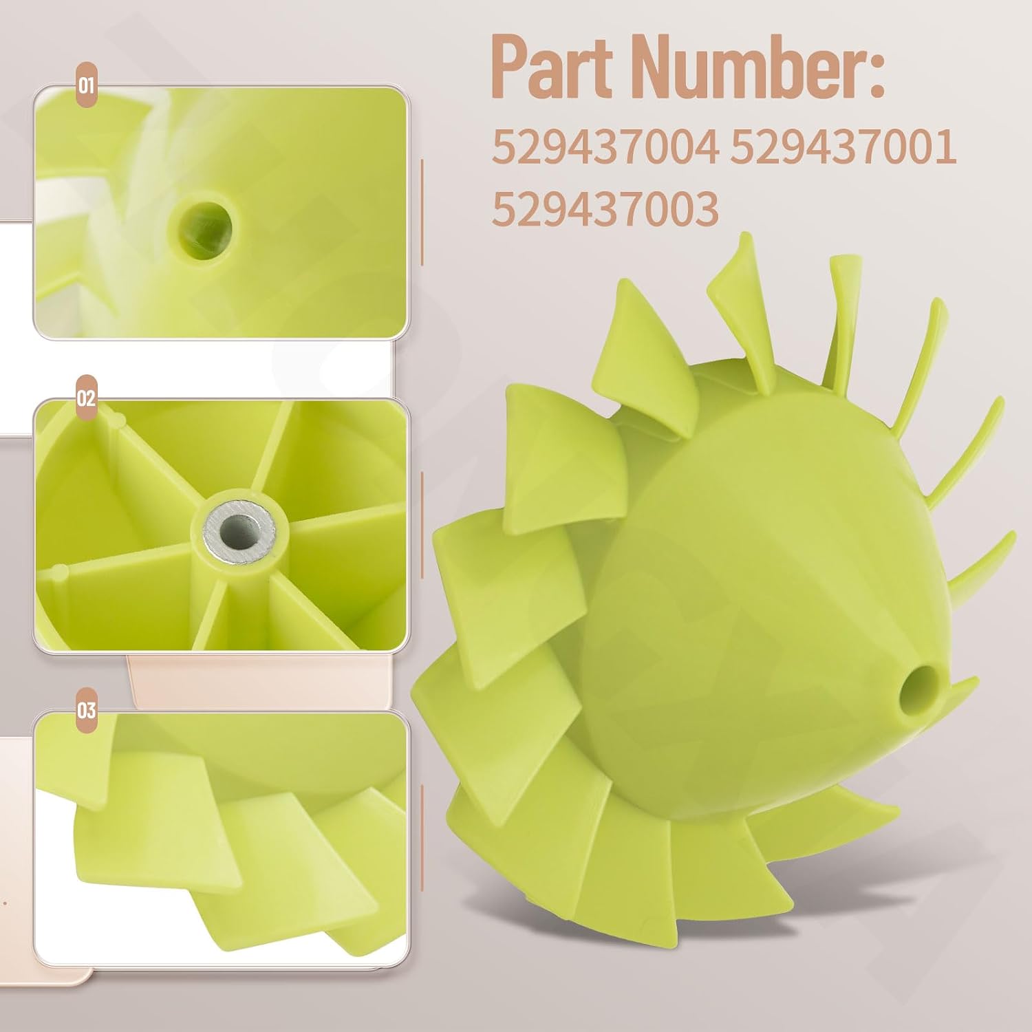 529437003 Blower Fan, W/Insert Nut Compatible with Ryobi Homelite 18 Volt Cordless Blower P2108 P21081 P21081VN P21081VNM 529437004 529437001 529437002 image 5