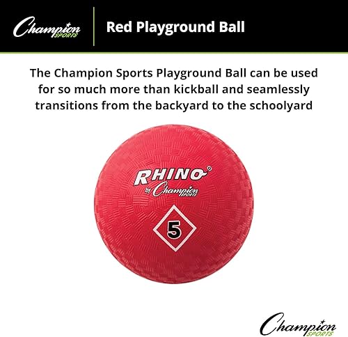 Miniatura 31 de Champion Sports Playground Ball – High-Bounce 2-Ply Construction, Durable Red Ball for Throwing, Catching & Kicking - Multiple Sizes