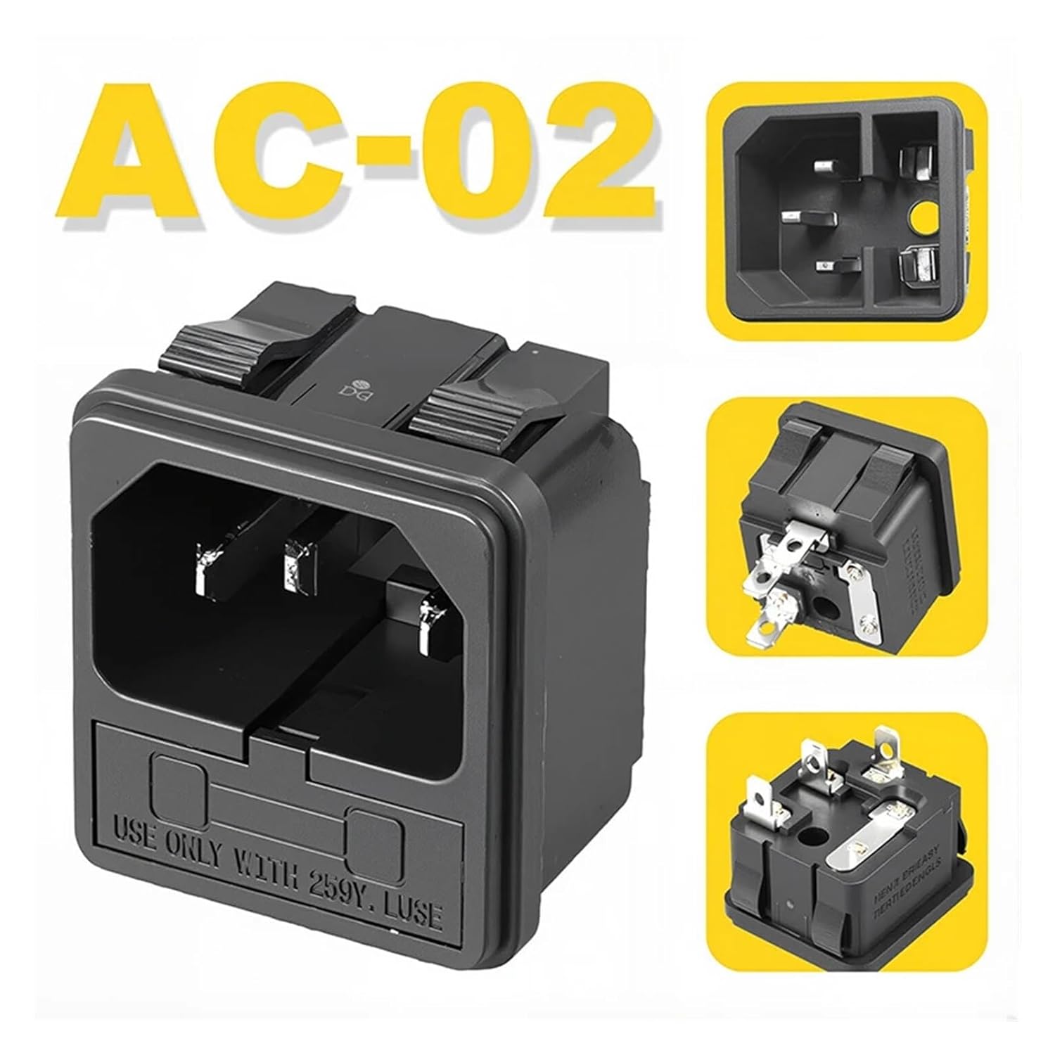 Outlet 250V 10A Fuse Rocker Switch Rewireable 3 Pin Male Female Connector AC-02(20PCS)