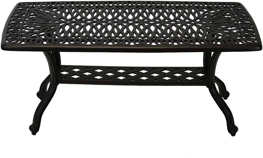 Heritage Outdoor Living Elisabeth Cast Aluminum 21"x42" Outdoor Patio Coffee Table