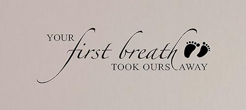 Miniatura 2 de Your First Breath Took Ours Away - Calcomanía de vinilo para pared pequeña, 5 x 17 pulgadas, opciones de color, color negro