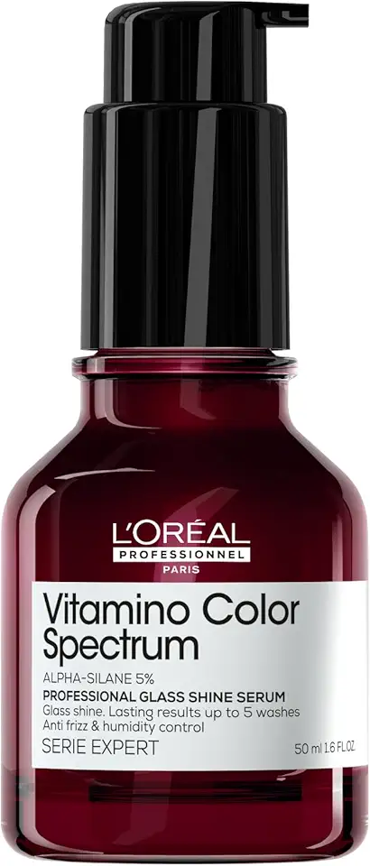 L'Oréal Professionnel, Sérum profissional sem enxágue, Vitamino Color Spectrum, Glass Shine Serum, para todos os cabelos coloridos, antifrizz, antiumidade, antidesbotamento, 50ml