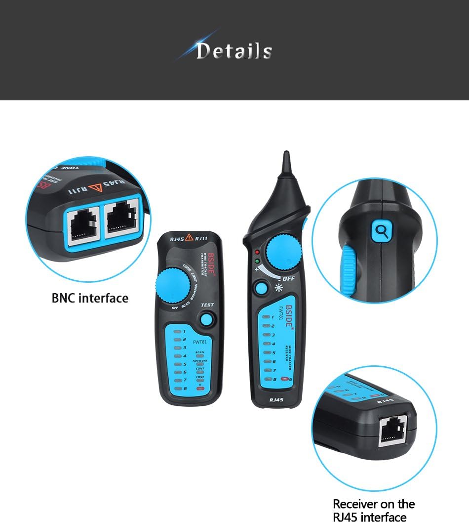 Bside FWT81 Cable Tracker BNC and RJ45 interfaces