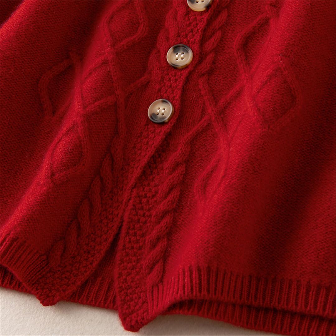 Alloaone Gilet Cardigan in Lana da Donna Lavorato A Maglia con Scollo A V Senza Maniche