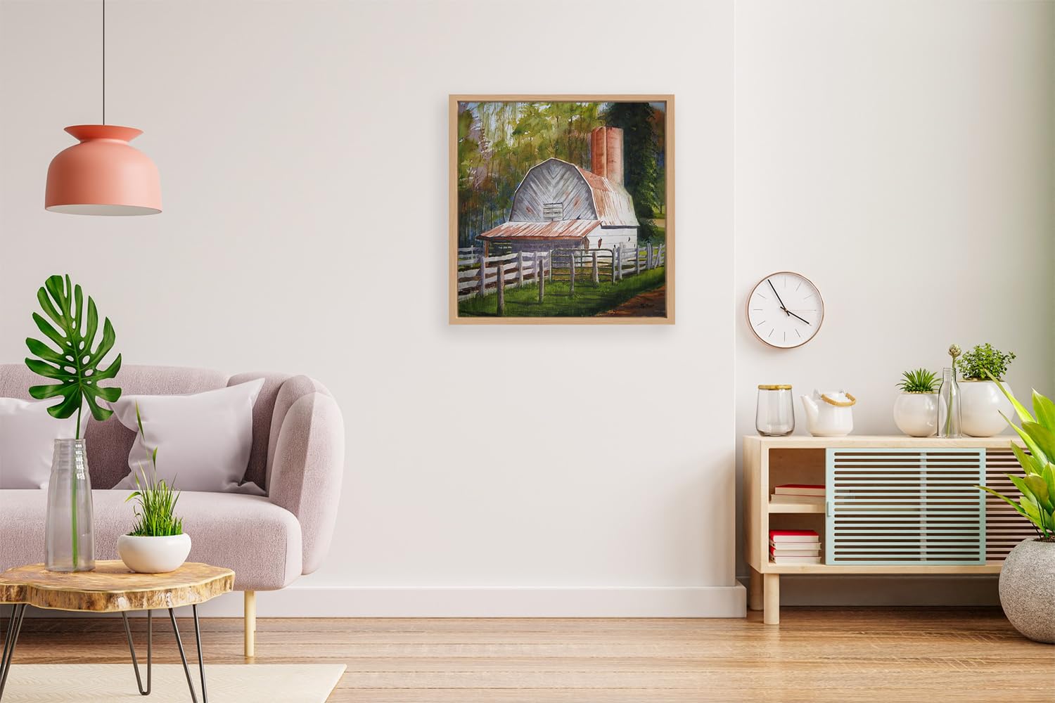 VERRE ART Printed Framed Canvas Painting for Home Decor Office Wall Studio Wall Living Room Decoration (14x14inch Wooden Floater) - Boone Barn