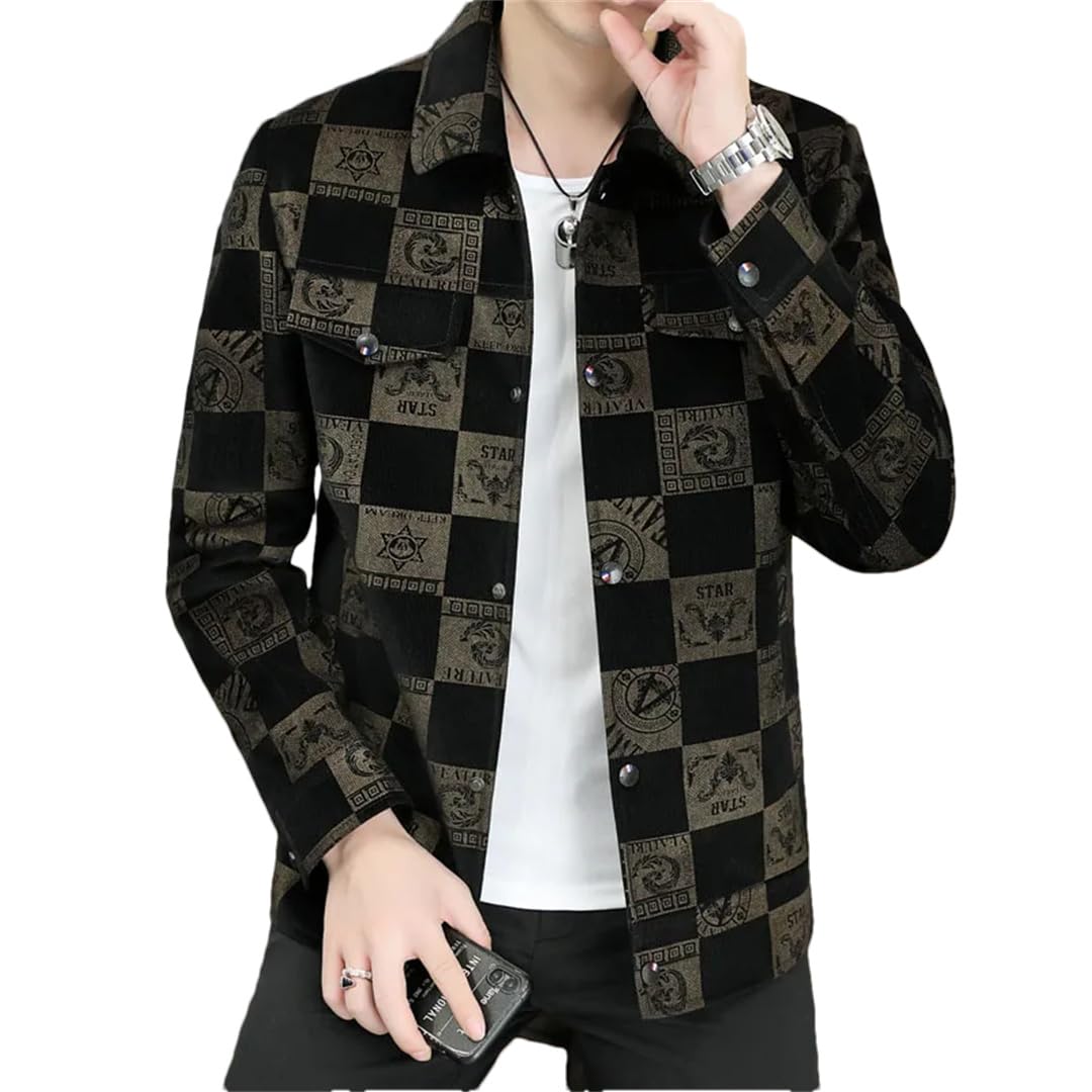 Męska kurtka sztruksowa, slim fit, biznesowa, klapa, odzież uliczna, płaszcz