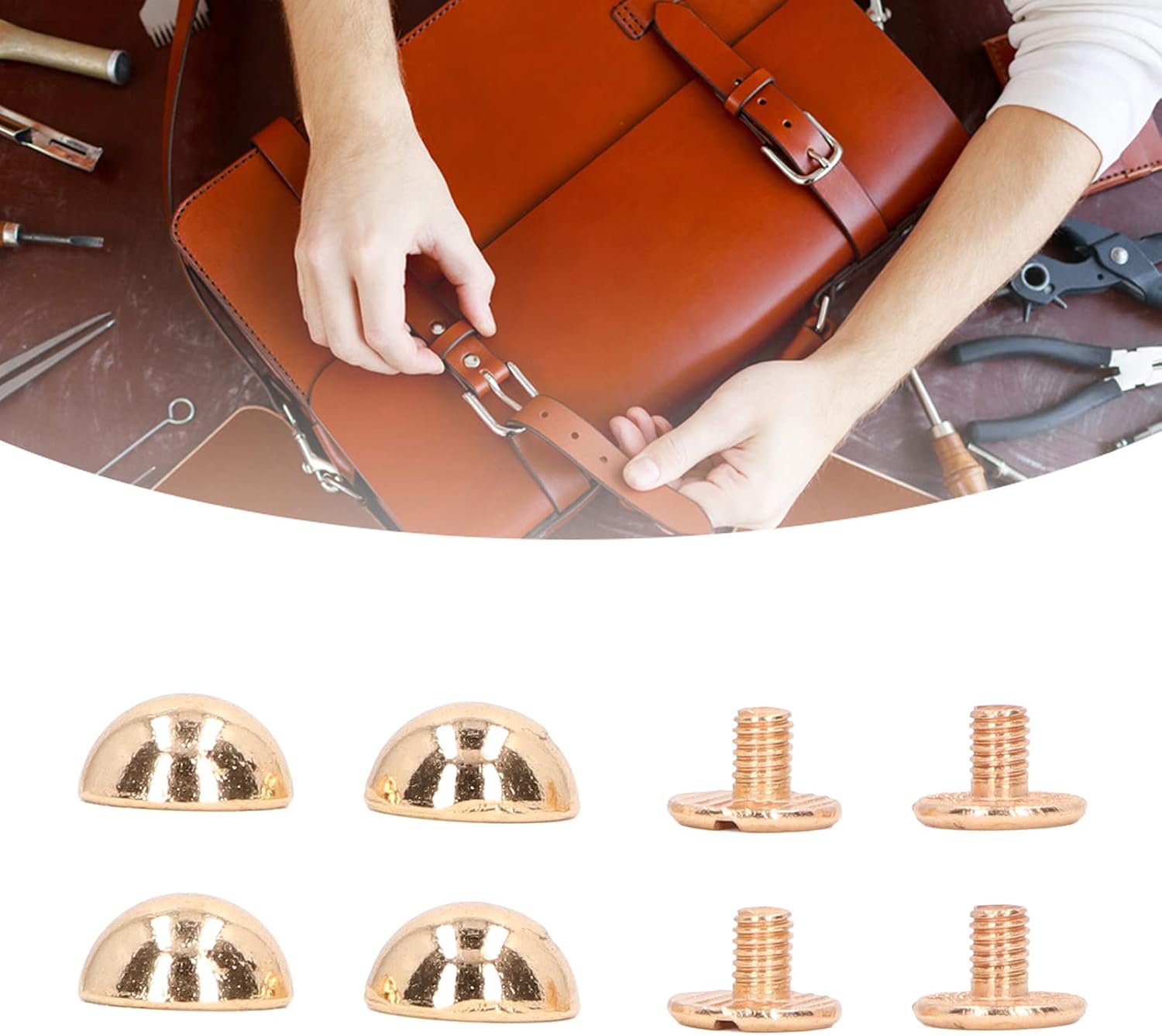 Yuecoom 10mm 100Sets Studs Rivets, Mushroom Rivets Round Head Semicircle Electroplating Process Alloy Rivets for Bags Shoes (Gold)