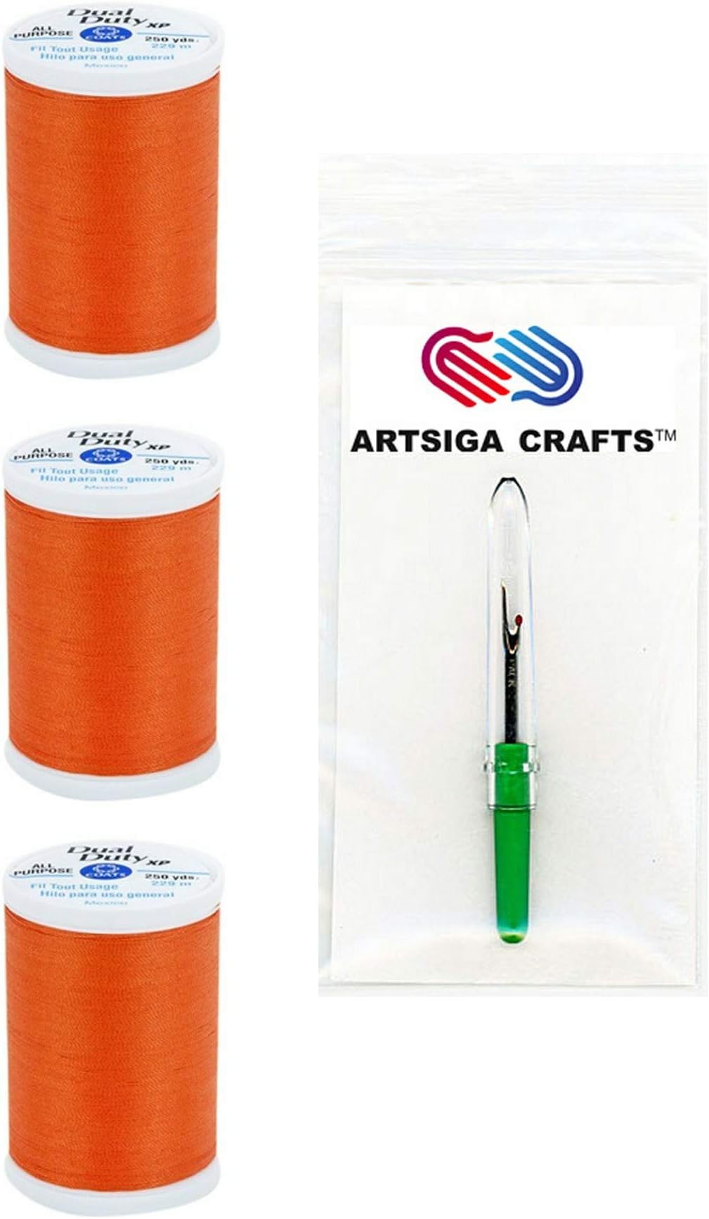 Coats & ClarkSewing Thread Dual Duty XP General Purpose Poly Thread 250 Yards (3-Pack) Orange S910-7640-3P with Seam Ripper
