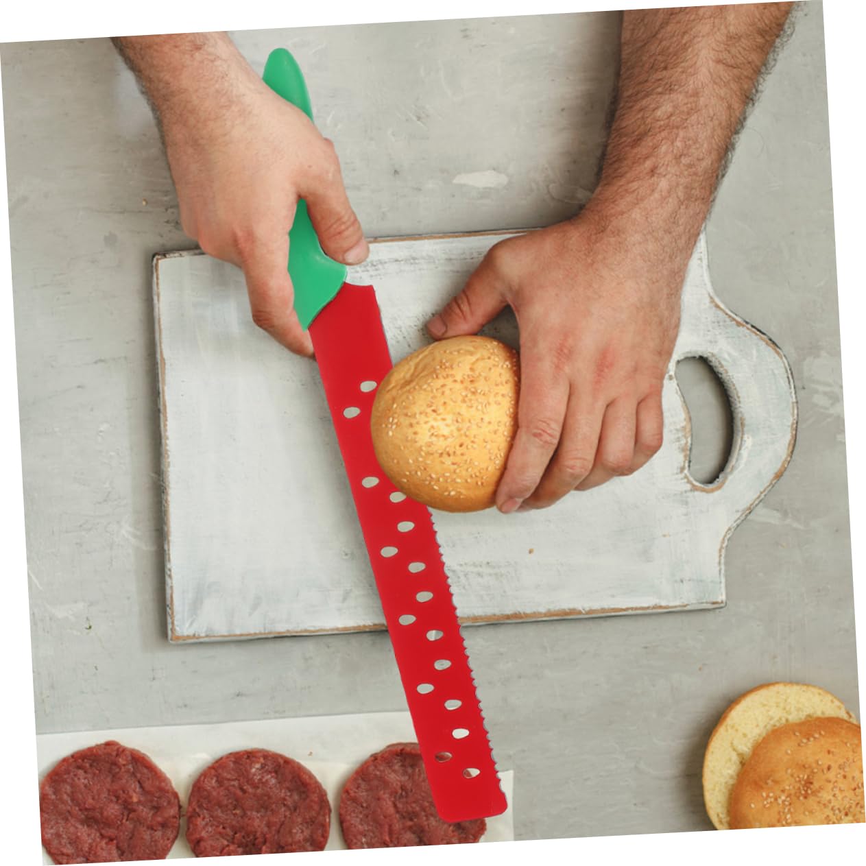 GLEAVI 2 Stück Wassermelonenmesser aus Edelstahl, Rot, Gezahnt