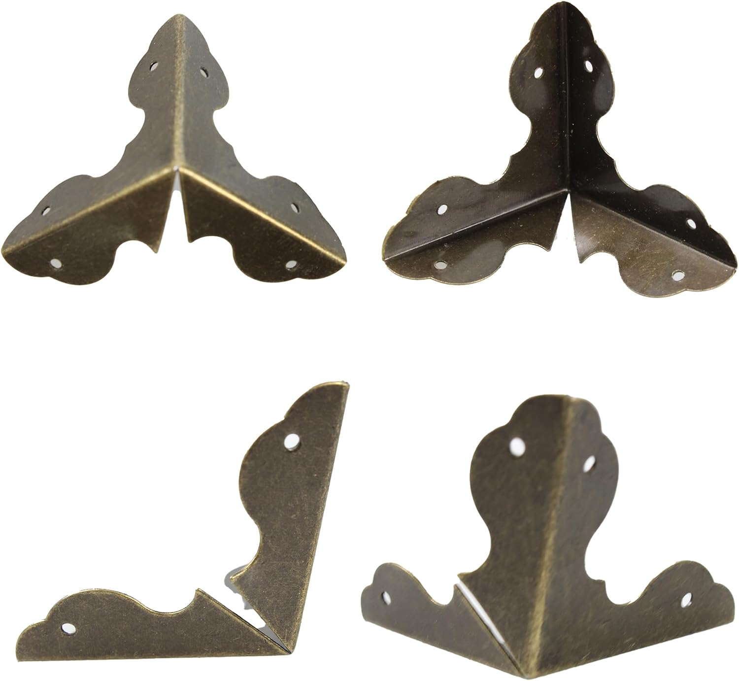 24PCS 1.3” Metal Box Corner Protector, Bronze Triangle Edge Decorative Case Corner Edge Guard Protector Metal Cabinet Table Edge Cover