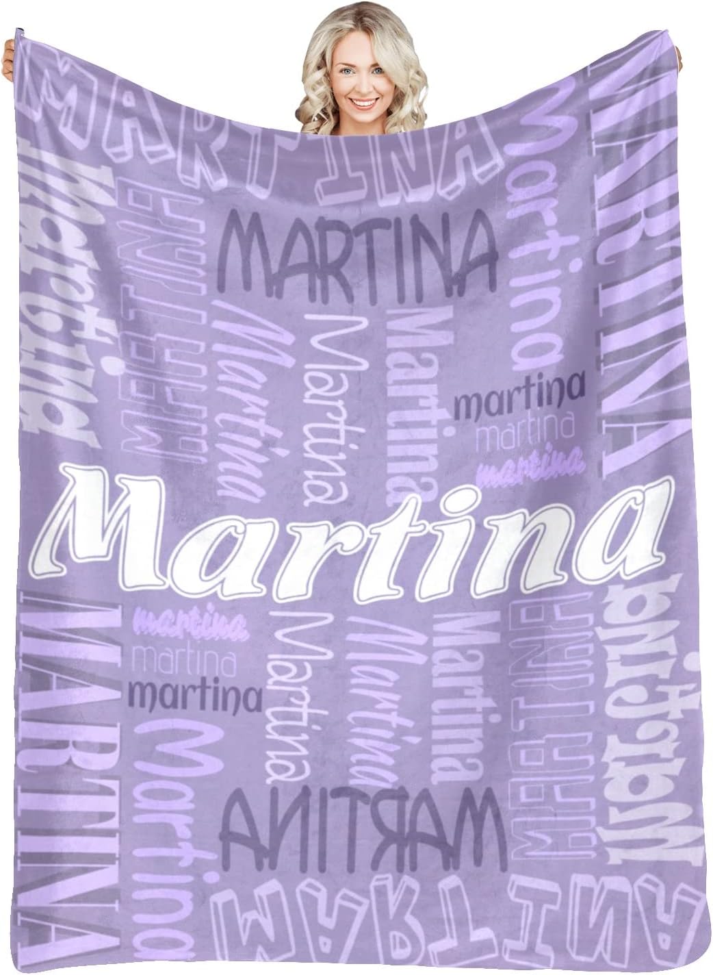 Custom Blanket Personalized Name Blanket Super Soft Flannel Blanket Throws Custom Name Blankets for Adults Kids Birthday Chirstmas(Light Purple,60x80)