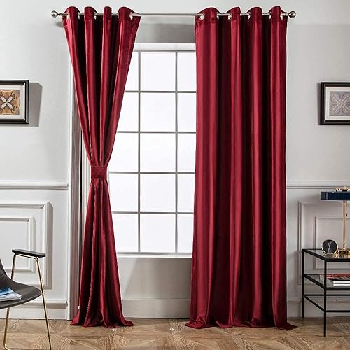 Miniatura 7 de Melodieux Cortinas de terciopelo 100% opacas para dormitorio, sala de estar, súper suaves, cortinas con aislamiento térmico con forro negro, 52 x 84