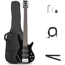 Ktaxon Electric Bass Guitar 6 String Bass Guitar Kit- Classic Black