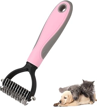 Pet Grooming Rake, Dematting Comb for Dogs & Cats, 17cm, Pink