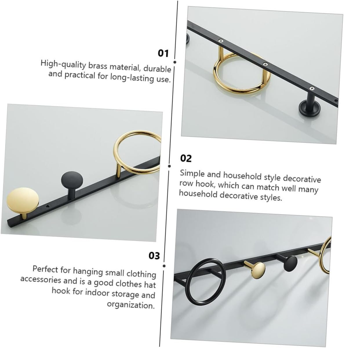 balacoo Brass Wall Mounted Coat Hook Rack, 1 Ring 4-Hook Bathroom Clothes Hanger, Modern Household Towel and Robe Hook for Door Or Wall Installation