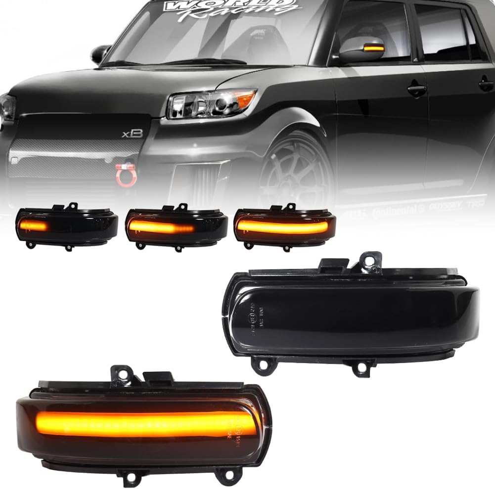Sequential LED Side Mirror Turn Signal Lights for 2011-2016 Scion tC, 2008-2015 Scion xB, Smoked Lens Side Marker Blinker Mirror Light, Amber Dynamic Turn Signal Lamp, 2 PCS