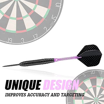 Professional Steel Tip Darts Set – 3 Pack (22g, 23g, 24g, 26g, 27g,) with Brass Barrels, Darts Stems, Flights, 50 Rubber O-Rings, 12 Spring Rings & Dart Sharpener for Dartboard