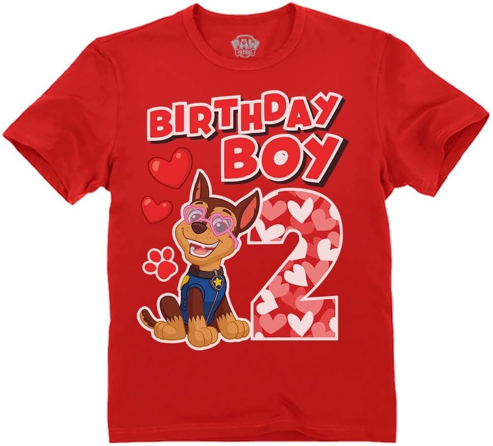 Chase Paw Patrol 2nd Birthday Shirt for Boys - Toddler Party T-Shirt Gift for 2 Year Old