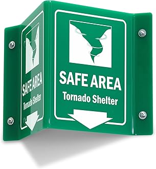 Projecting V-Sign : Safe Area Tornado Shelter, PVC Water Proof Sticker Fixed on SunBoard