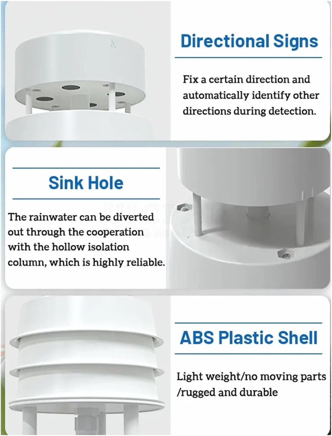 Ultrasonic Wind Speed and Direction Sensor Module Output RS485 0-5V 0-10V 4-20mA 0-40m/s Detection Weather Station Transmitter(0-5V Output)