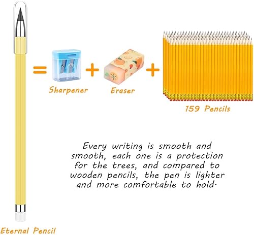 Miniatura 2 de Lápiz sin tinta, 7 lápices Forever Infinity con 7 borradores, reutilizables, sin tinta, con 7 puntas reemplazables para escribir, dibujar,
