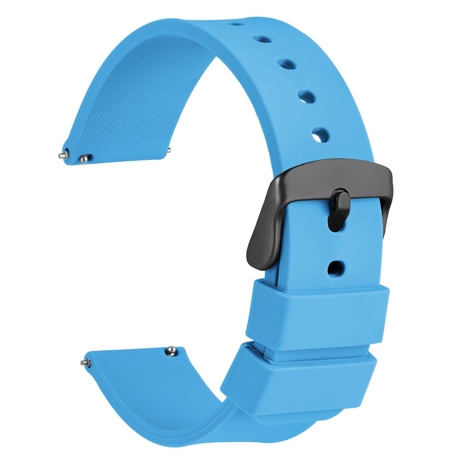 WOCCI 24mm Silicone Watch Band, Quick Release Rubber Replacement Strap with Black Stainless Steel Buckle (Black) — view 24