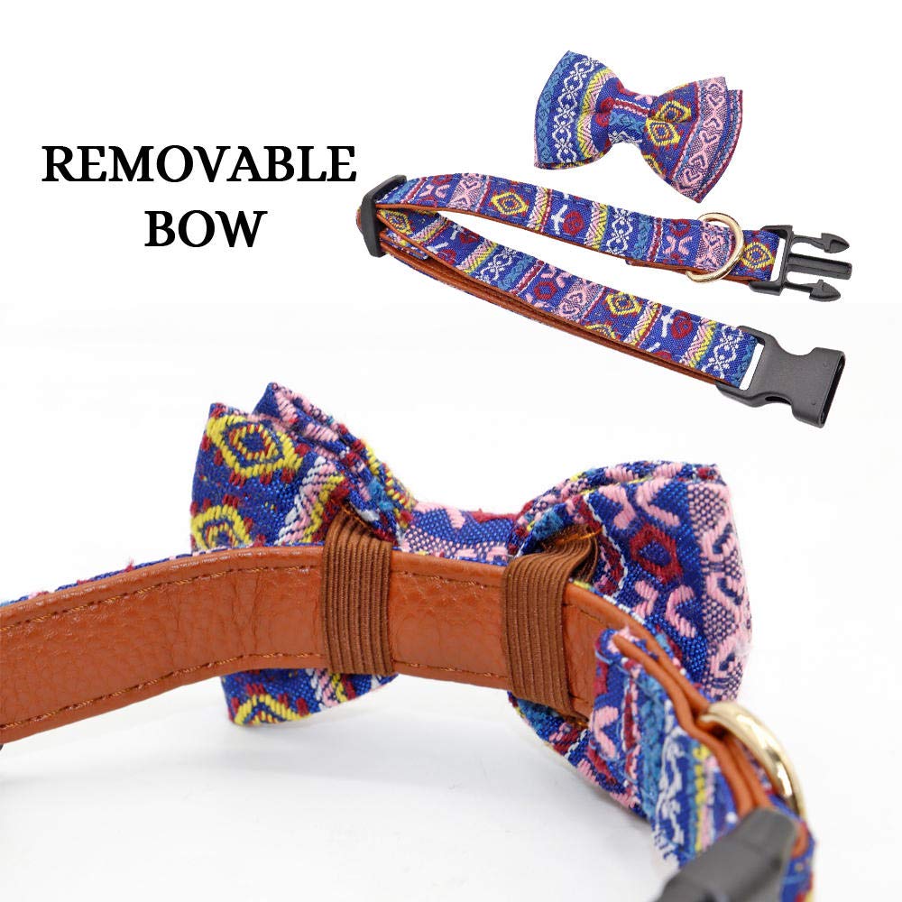 Leuke Kleine Halsband En Lijn Set BowtiePuppy Kat Halsbanden vlinderdas Verstelbare voor Meisje kitten xsmall medium jongens vrouwelijke mannelijke Blauw raster XS