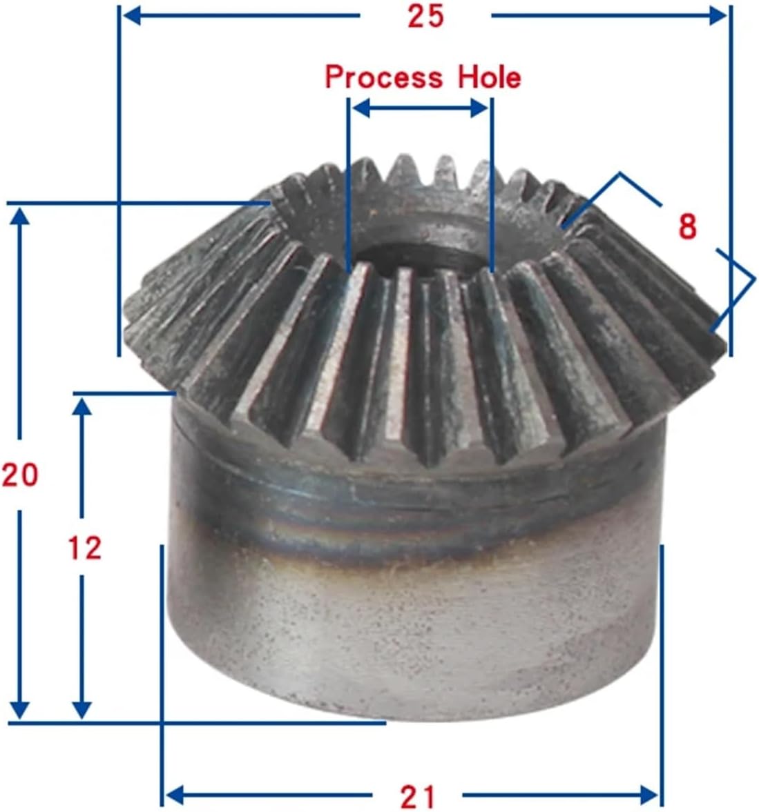 Bevel Gear 1M24T Gear 90 Degrees Meshing Hole Carbon Steel Ratio 1:1 1Pcs