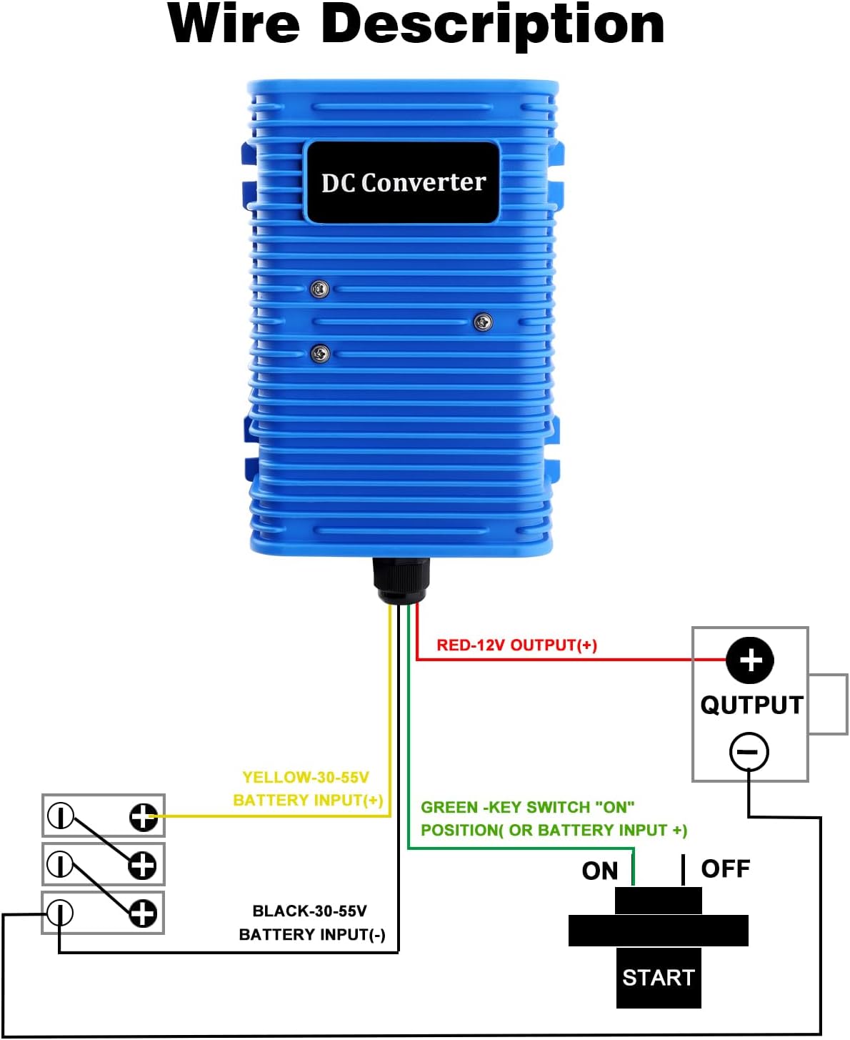 Golf Cart Voltage Reducer Universal Compatible with Club Car EZGO Yamaha, 36V/48V Convert to 12V, 30A/350Watt Voltage Regulator