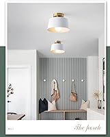 Vista 6 de Lámpara de techo, lámpara de techo para pasillo con placa dorada y pantalla blanca, lámparas de porche de estilo moderno y simple, montaje Blanco