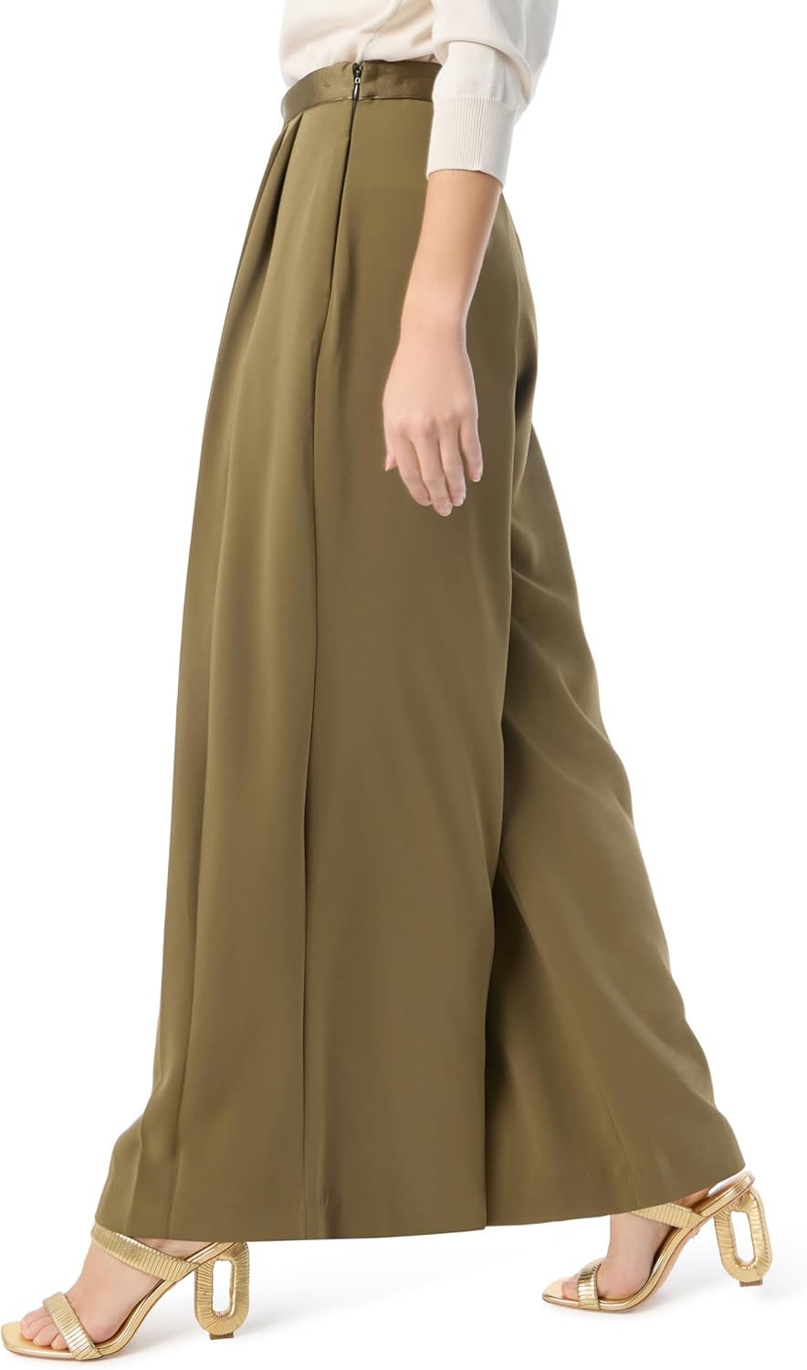 DEE OCLEPPO Women's Alex Pleated Wide Leg High Rise Side Zip Pant Standard - Image 4