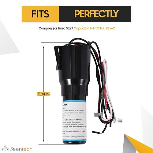 Miniatura 3 de Condensador de arranque duro RCO410 3 en 1 de Seentech - Compatible con refrigeradores y congeladores 14-13 H.P. 115VAC - Modelo Repalces