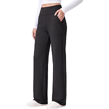 GAYHAY Winter Warm Fleece Lined Women Wide Leg Pants with Pockets