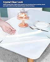 Vista 5 de Funda para mesa de comedor transparente de 42 x 64 pulgadas, protector de manteles de plástico de vinilo de 0.069 pulgadas de grosor, protector